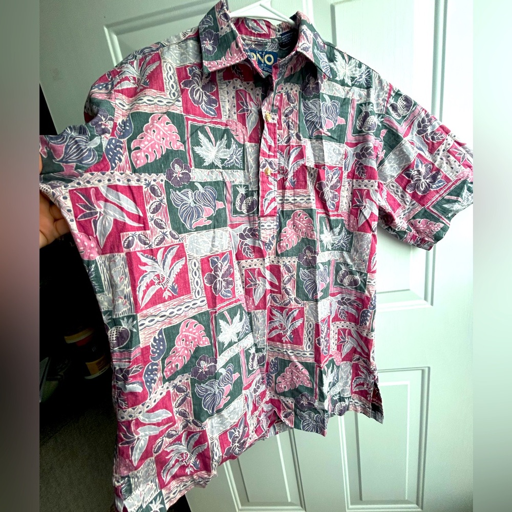 Vintage The ONO by Liberty House pullover aloha shirt reverse print floral Med